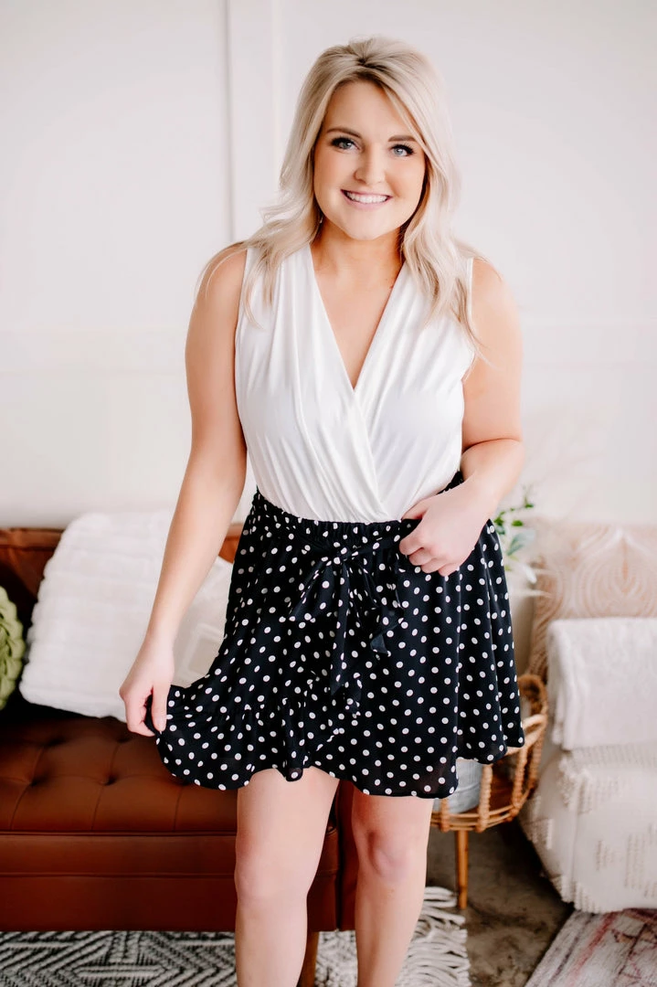 No Ship Drop Ship Chasing Skirts In Black Polkadots (GHG-S) 1 No Ship Drop Ship Chasing Skirts In Black Polkadots (GHG-S)