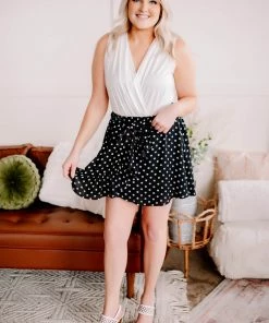 No Ship Drop Ship Apparel Chasing Skirts In Black Polkadots