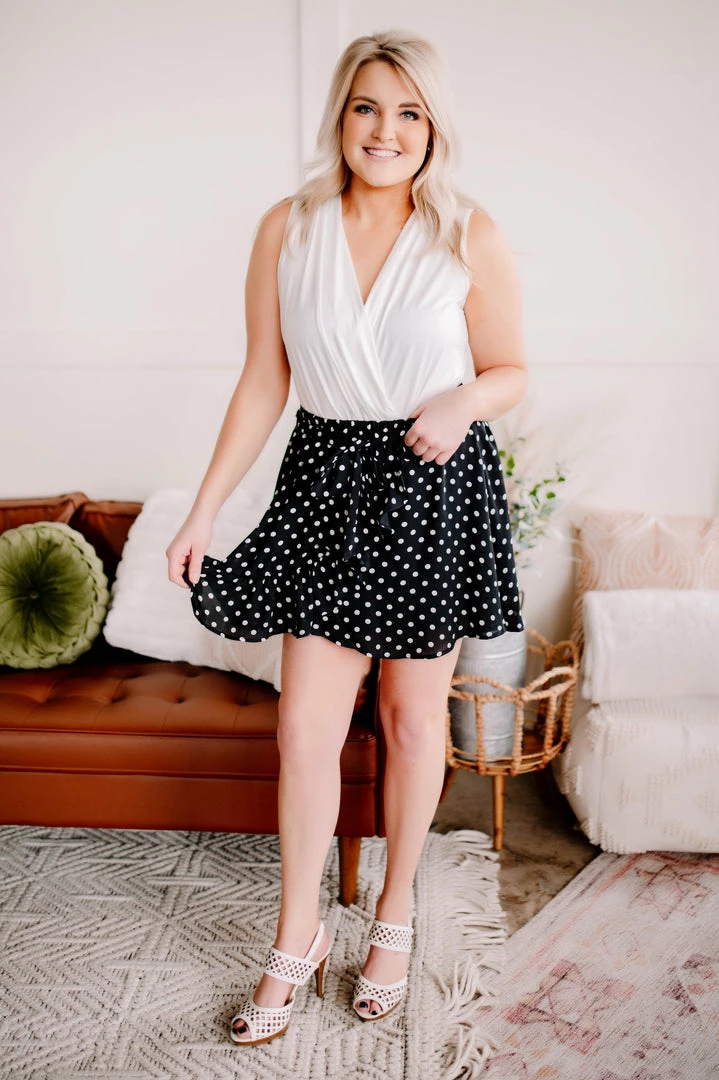 No Ship Drop Ship Chasing Skirts In Black Polkadots (GHG-S) 13 No Ship Drop Ship Chasing Skirts In Black Polkadots (GHG-S)