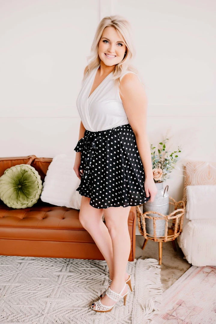 No Ship Drop Ship Chasing Skirts In Black Polkadots (GHG-S) 14 No Ship Drop Ship Chasing Skirts In Black Polkadots (GHG-S)