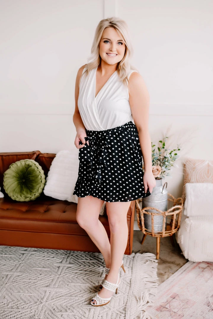 No Ship Drop Ship Chasing Skirts In Black Polkadots (GHG-S) 16 No Ship Drop Ship Chasing Skirts In Black Polkadots (GHG-S)