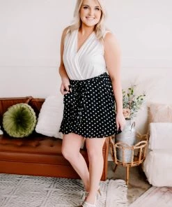 No Ship Drop Ship Apparel Chasing Skirts In Black Polkadots