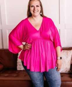 No Ship Drop Ship Apparel Flying First Class Top In Fuschia