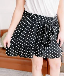 No Ship Drop Ship Chasing Skirts In Black Polkadots (GHG-S) 29 No Ship Drop Ship Chasing Skirts In Black Polkadots (GHG-S)