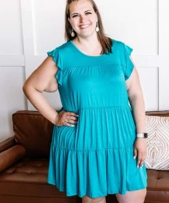 No Ship Drop Ship Apparel Flutter Me This Babydoll Dress In Calypso