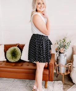 No Ship Drop Ship Apparel Chasing Skirts In Black Polkadots