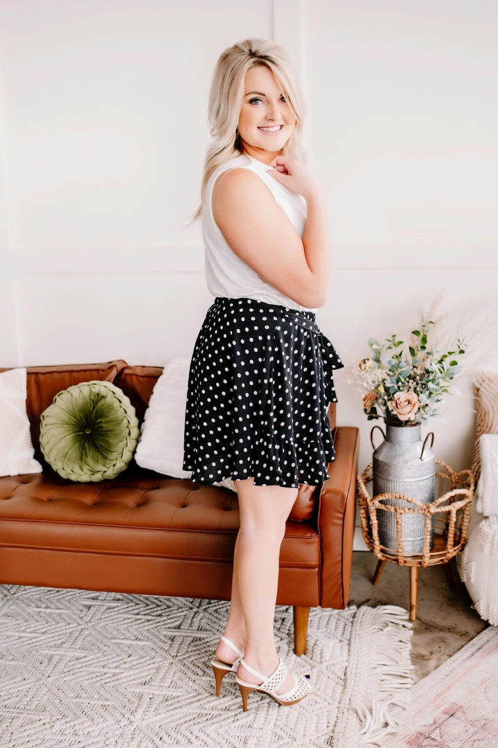 No Ship Drop Ship Chasing Skirts In Black Polkadots (GHG-S) 5 No Ship Drop Ship Chasing Skirts In Black Polkadots (GHG-S)