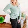 No Ship Drop Ship Apparel On Your Side Ruched Sweater In Sage