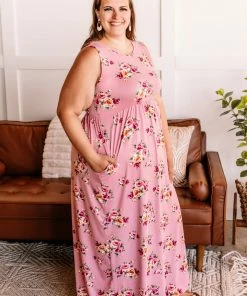 No Ship Drop Ship Bloom Where You Are Planted Maxi Dress In Dusty Rose