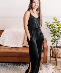 No Ship Drop Ship Apparel Ladies Night Out Jumpsuit In Black