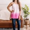 No Ship Drop Ship True Colors Ombre And Lace Tank In Pink Apparel