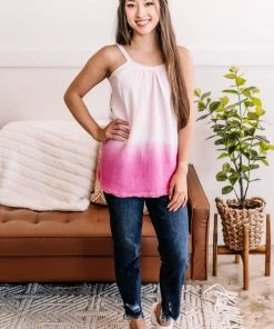 No Ship Drop Ship True Colors Ombre And Lace Tank In Pink Apparel