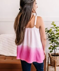 No Ship Drop Ship True Colors Ombre And Lace Tank In Pink Apparel