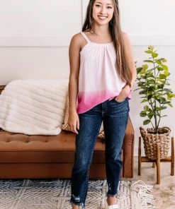 No Ship Drop Ship True Colors Ombre And Lace Tank In Pink Apparel