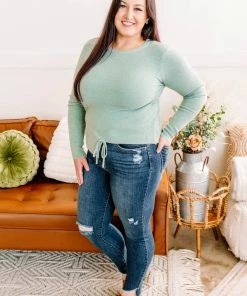 No Ship Drop Ship Apparel On Your Side Ruched Sweater In Sage 22 No Ship Drop Ship Apparel On Your Side Ruched Sweater In Sage