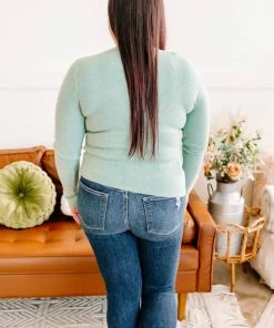 No Ship Drop Ship Apparel On Your Side Ruched Sweater In Sage 26 No Ship Drop Ship Apparel On Your Side Ruched Sweater In Sage