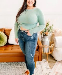 No Ship Drop Ship Apparel On Your Side Ruched Sweater In Sage 25 No Ship Drop Ship Apparel On Your Side Ruched Sweater In Sage