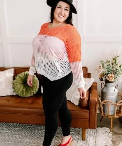 No Ship Drop Ship Apparel A Sherbet Colorblock Twist Back Sweater