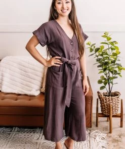 No Ship Drop Ship Make It Happen Jumpsuit In Mahogany