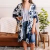 No Ship Drop Ship Blue Jean Baby Floral Kimono In Denim
