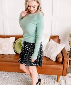 No Ship Drop Ship Apparel On Your Side Ruched Sweater In Sage 21 No Ship Drop Ship Apparel On Your Side Ruched Sweater In Sage