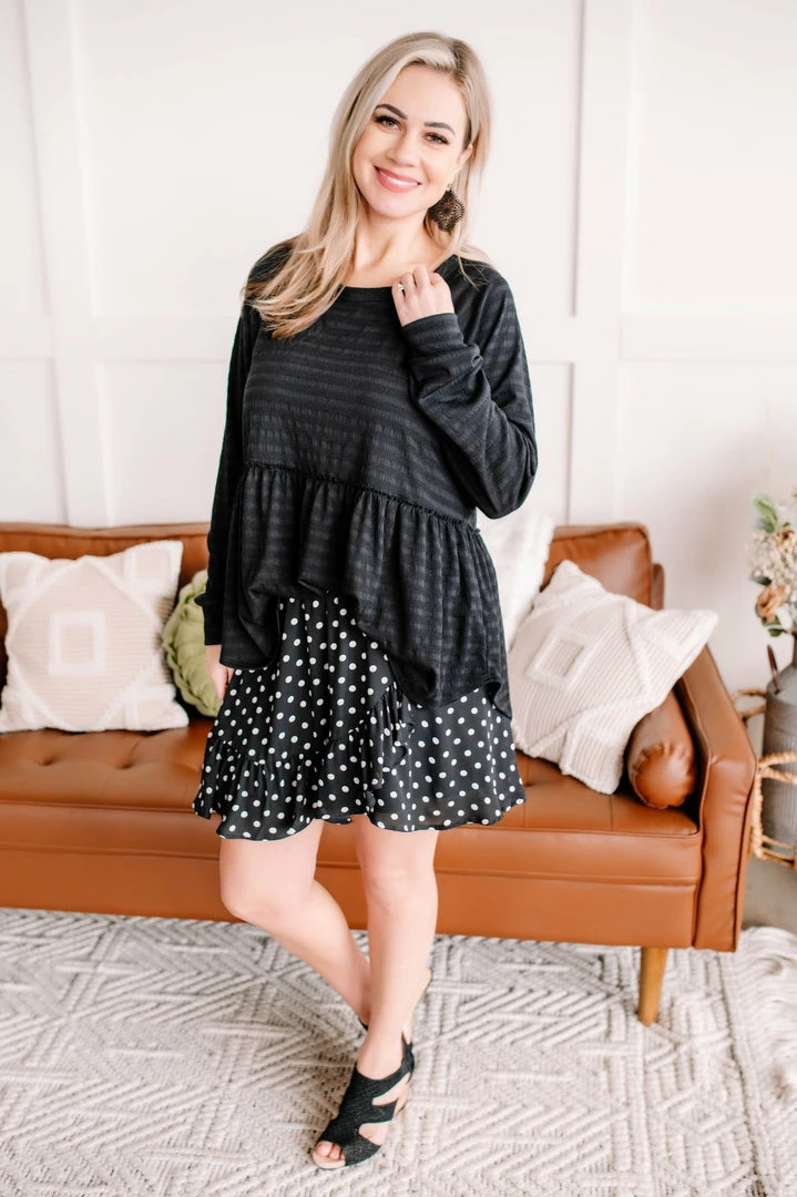 No Ship Drop Ship Chasing Skirts In Black Polkadots (GHG-S) 7 No Ship Drop Ship Chasing Skirts In Black Polkadots (GHG-S)