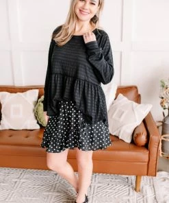 No Ship Drop Ship Apparel Chasing Skirts In Black Polkadots