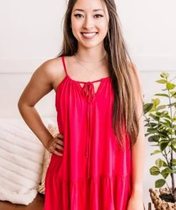 No Ship Drop Ship Sweet Summertime Ruffle Tank In Hot Pink Apparel