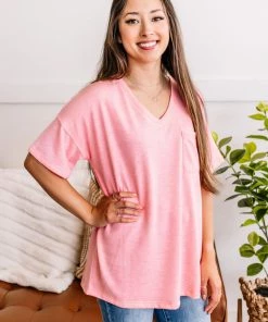 No Ship Drop Ship Swept Away Pocket Top In Blushing Pink Apparel