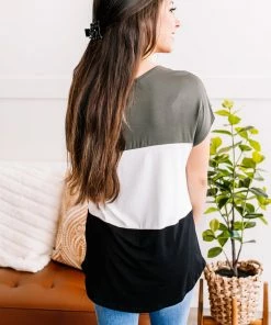 No Ship Drop Ship Triple Threat Leopard Pocket Tee In Olive