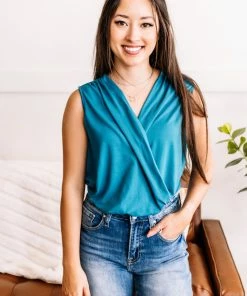 No Ship Drop Ship Ready To Mingle Bodysuit In Teal Apparel