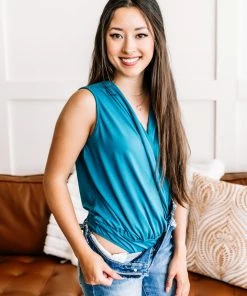 No Ship Drop Ship Ready To Mingle Bodysuit In Teal Apparel