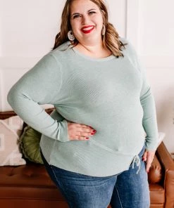 No Ship Drop Ship Apparel On Your Side Ruched Sweater In Sage 18 No Ship Drop Ship Apparel On Your Side Ruched Sweater In Sage