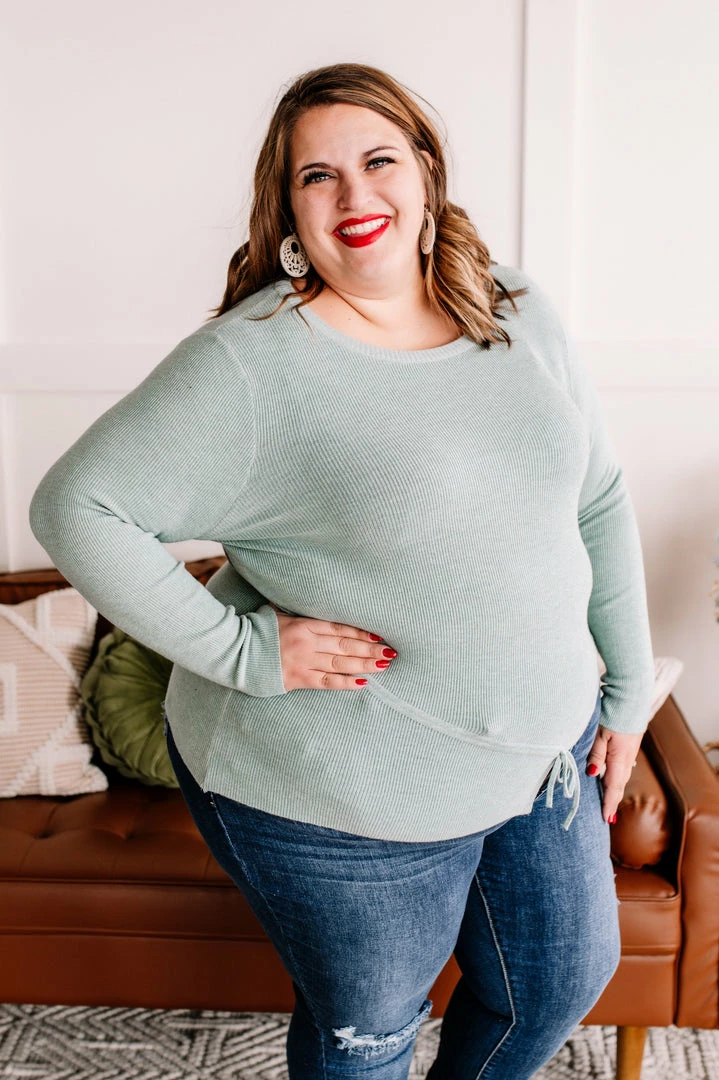 No Ship Drop Ship Apparel On Your Side Ruched Sweater In Sage 3 No Ship Drop Ship Apparel On Your Side Ruched Sweater In Sage