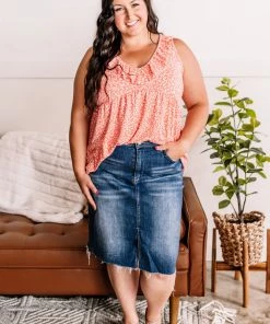 No Ship Drop Ship On The Prowl Ruffled Top In Coral