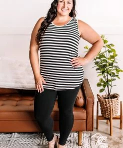 No Ship Drop Ship I've Got Your Crochet Back Sleeveless Top In Black & White Apparel