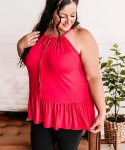 No Ship Drop Ship Sweet Summertime Ruffle Tank In Hot Pink Apparel