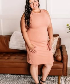 No Ship Drop Ship Look On The Bright Side Sleeveless Dress In Cider Apparel