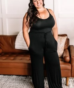 No Ship Drop Ship Apparel Ladies Night Out Jumpsuit In Black