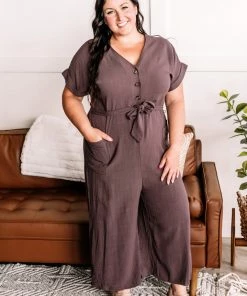 No Ship Drop Ship Make It Happen Jumpsuit In Mahogany