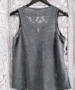 No Ship Drop Ship Thread Your Way Sleeveless Embroidered Top In Charcoal (GHG-S) GHG- Shop Singles