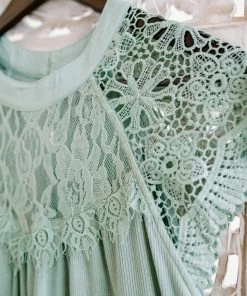 No Ship Drop Ship Lace You For It Top In Seafoam (GHG-S)