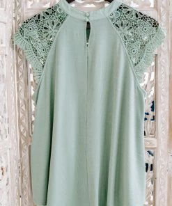 No Ship Drop Ship Lace You For It Top In Seafoam (GHG-S)