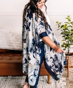 No Ship Drop Ship Blue Jean Baby Floral Kimono In Denim