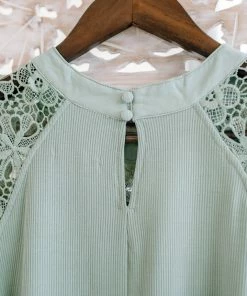 No Ship Drop Ship Lace You For It Top In Seafoam (GHG-S)