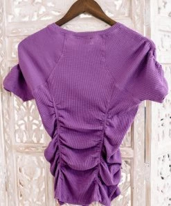 No Ship Drop Ship Gather Your Thoughts Ribbed Top In Lavender Apparel 25 No Ship Drop Ship Gather Your Thoughts Ribbed Top In Lavender Apparel