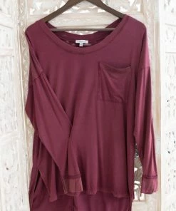 No Ship Drop Ship Play The Long Game Top In Wine Apparel