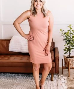 No Ship Drop Ship Look On The Bright Side Sleeveless Dress In Cider Apparel