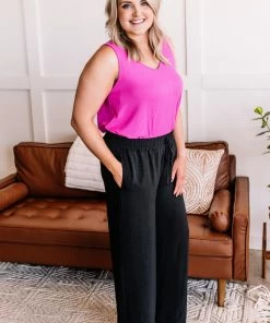 No Ship Drop Ship Apparel Hello, Lover Pleated Wide Leg Pants In Black