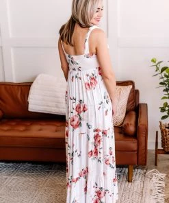 No Ship Drop Ship She Is Grace Tiered Floral Tie Shoulder Maxi Dress